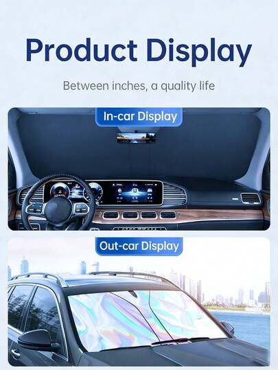 汽车挡风玻璃遮阳罩，可折叠隔热防紫外线遮阳板，防漏光设计，易于收纳，夏季汽车配件，阻挡紫外线保持车内凉爽，通用汽车配件