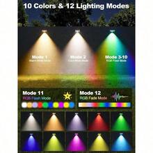 Solar Fence Lights Outdoor Waterproof, Fence Lights Solar Powered, 12 RGB Color Modes & Warm White & Cool White, Fence Solar Light Outdoor For Backyard, Patio, Yard, Wall, Deck(Black, 4/8 Pack) - 8件 - 查看 2