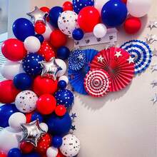 124Pcs Red White And Blue Balloon Arch Kit,Royal Blue Red White Balloon Set Different Sizes Pack For Balloon Garland As 4th Of July Decorations,Independence Day Theme Party Decorations,Birthday Party Supplies - Multicolor - View 5