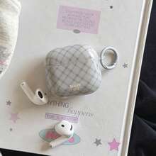 Ốp bảo vệ tai nghe Gray-Blue Rhombus + Circle Pro 3/2, 4/3/2, kiểu dáng tối giản thời trang dành cho nữ. - Màu Xám nhạt - Xem 9