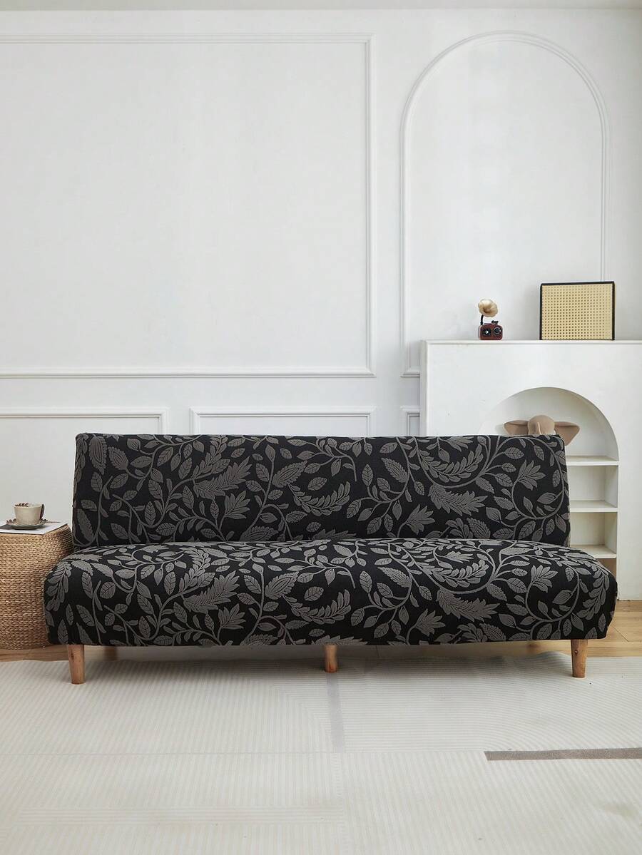 1pc Plush Sofa Bed Cover, High Elasticity Easy Installation, Multi-Size, All Season Use, Prevent Pet Scratching, Foldable Sofa Bed Slipcover, Decor For Living Room - Light Grey - View 1