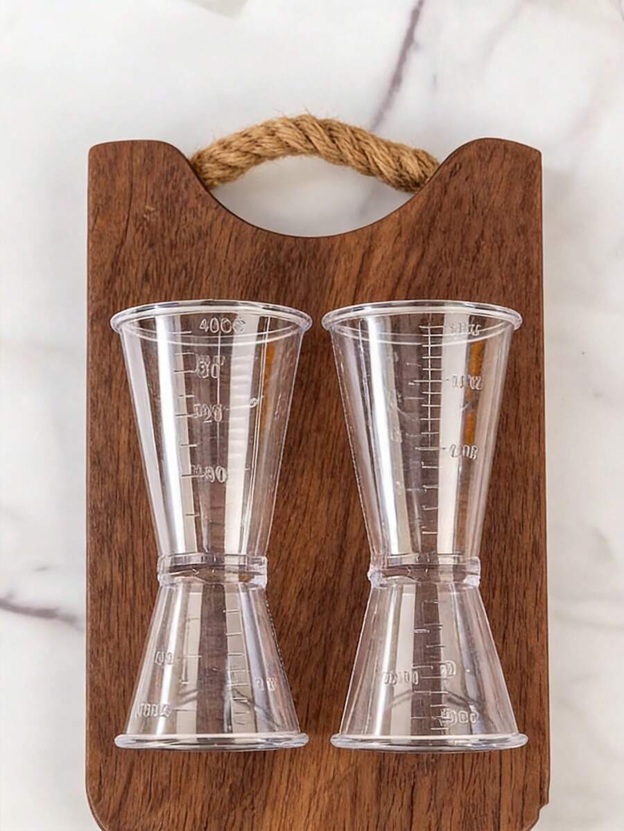 2个专业量杯，塑料材质，带有20/40毫升刻度，经久耐用，适用于调酒师、鸡尾酒和奶昔，可精确测量盎司和毫升。 - 彩色 - 查看 1