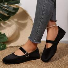 Comfortable Square Toe Flats Sandals For Women Soft Work Retro Mary Jane Shoes Comfortable Dress Shoes - 黑色 - 查看 3