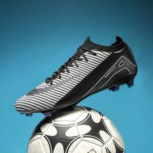 Giày bóng đá chuyên nghiệp dành cho nam, nữ, thanh thiếu niên và học sinh, giày thi đấu và tập luyện với đinh tán TPU, giày bóng đá liền mạch dành cho người lớn. - màu đen - Xem 3