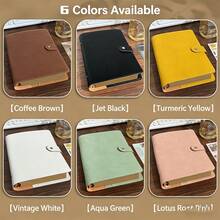 多功能皮革笔记本保护套，防水卡包收纳包，带笔槽和按扣，适用于办公用品、学习用品、返校季等。 - 多色 - 查看 10