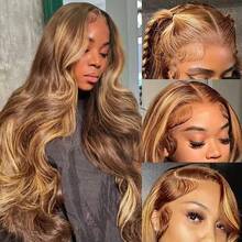 30 Inch Honey Blonde Ombre 13x4 Lace Front Wig Human Hair HD Lace Front Wig 4/27 Highlight Body Wave Wig For Women - S4/27 - View 3