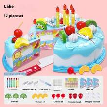 儿童木制仿真生日蛋糕下午茶甜点玩具切切乐过家家厨房套装 - 粉色 - 查看 9
