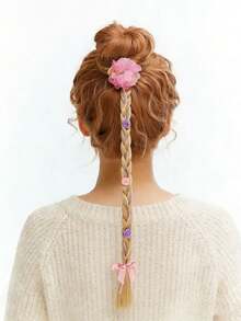 Kẹp tóc tết kiểu công chúa băng giá dành cho nữ, phụ kiện tóc hóa trang công chúa trong phim hoạt hình, kẹp tóc tết màu hồng, phụ kiện đội đầu dự tiệc sinh nhật, kẹp tóc tết cosplay, phụ kiện đội đầu dự tiệc - Xem 2