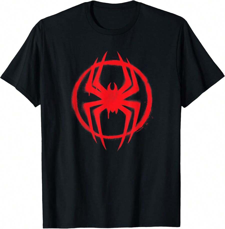SPIDER-MANS Across The Spider-Verse Part 1 Miles Logo T-Shirt Graphic Tee,Funny T Shirts,Gym T Shirt,Summer Tops,Black Tops,Tops For Going Out,Girls Clothes,Boys Tshirt,Tops For Women,Mens Tshirts,Summer Holiday Outfits,Girls Holiday - Black - View 1
