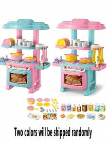 儿童厨房玩具套装：适合3-6岁儿童，包含仿真食物和配件，适合3岁以上男孩女孩的厨房套装，幼儿烹饪玩具，配有锅碗瓢盆和餐具 - 彩色 - 查看 12