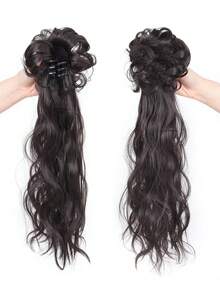 Synthetic Wig Messy Bun Ponytail Female Grasping Clip Wavy Wig Side Tied With Low Ponytail Temperament Fluffy Suitable For Women's Daily Wear And Gatherings - Multicolor - View 3