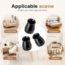 8/20/24pcs Black Chair Leg Floor Protectors, Suitable For Hardwood Floors Furniture Pads, Chair Leg Furniture Sliders, Rectangular Chair Leg Floor Protectors, Silicone Chair Leg Covers, Effectively Protect Floors And Table Legs - Round - View 5