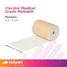Rolyan Moleskin Strips and Rolls 3" x 5 Yards Splint Brace and Support Padding Strips for Skin Protection Soft Friction Reducing Padding Material Paper Backed Self-Adhesive Fabric - 3 x 5 yardas - Ver 2