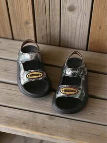 1 đôi dép xăng đan họa tiết rằn ri cho bé trai, đế mềm, hở mũi, dép đi biển, dép thể thao mùa hè. - màu xanh lá - Xem 4