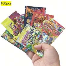 100入 7*10cm 卡通圖案 1g 鋁箔可重複使用夾鏈密封袋，防異味食品糖果軟糖餅乾儲存袋，3D雷射全息密封袋，適合聖誕節、萬聖節、感恩節、復活節、派對、生日、節日 - 彩色 - 查看 13