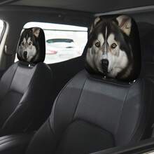 2pcs Sheepdog Print Car Headrest Covers - New Double-Sided Design Fits All Vehicles, Easy Installation - Funny Car Interior Decor For Male/Female Drivers/Passengers - Durable Fabric Headrest Protectors With Eye-Catching Print - Hat - View 3
