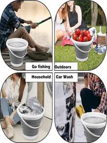 1pc Foldable Water Bucket, Portable Outdoor Travel Home Use Small Water Bucket, Fishing Bucket, Plastic Foot Soaking Bucket, Car Washing Bucket, Dorm Water Bucket, Round Shape, Practical & Stylish, Space-Saving, Multi-Functional Collapsible Bucket - Multicolor - View 7