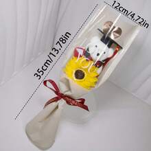 5件套毕业帽小熊金色爱心礼品包装纸花束，人造向日葵花束，毕业派对礼物，送给朋友、同学、女朋友 - 5Pcs - 查看 2