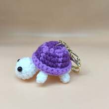 1个可爱小乌龟金色钥匙扣迷你手工钩织娃娃吊坠羊毛钩织小乌龟饰品针织钥匙扣吊坠女士包包配饰汽车钥匙扣 - 彩色 - 查看 8