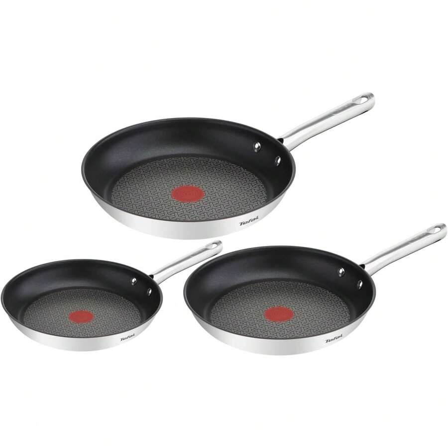 Tefal Duetto 3-teiliges Pfannenset 20,24 und 28, Bratpfannen mit Thermo-Signal bei idealer Brattemperatur, Pfannen induktionsgeeignet für alle Herdarten, auch für Induktionsherde, A704S3 GXMS - Übersicht 1