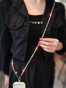 1 pièce Cordon de téléphone bandoulière long, sangle de poignet et de cou multifonction avec strass, bracelet mode pour femmes, convient pour les voyages en plein air, la randonnée, les achats, unisexe, porte-téléphone à corde courte, bracelet de smartphone, cordon de protection de smartphone, porte-clés, accessoire de téléphone, pendentif de téléphone, breloque de téléphone, rentrée scolaire, Coupe du monde - Multicolore - Voir 3