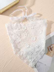 1 pieza Pañuelo de encaje floral blanco delicado y versátil con lazo - Multicolor - Ver 8
