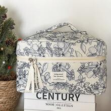 Tea Break Jungle Series Cosmetic Bag, Convenient Hand-Held Large Capacity Makeup Bag For Daily Use, Home, Travel - Navy Blue - View 5