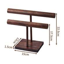 1pc Retro Walnut Wood Single/Double Layer Jewelry Stand, Necklace Bracelet Pendant Display Rack, Dresser Organizer, Gift & Store Display - T-shaped Walnut Wood Bracelet Holder - View 3