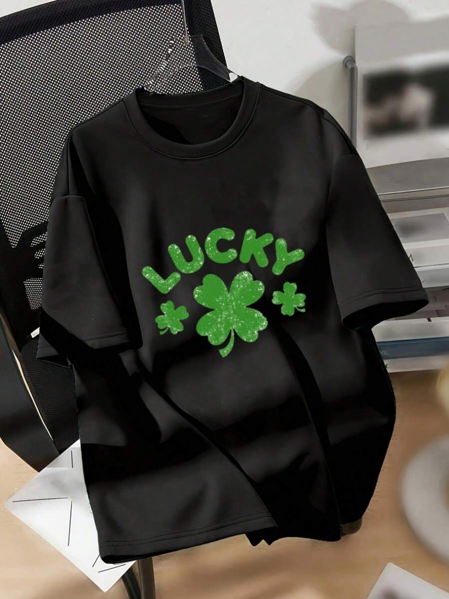 Camiseta de gran tamaño a la moda - Negro - Ver 1