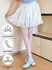 Sexy Lolita Argyle Stockings, Thin Sheer Sensual Tights, Women High Elasticity Fishnet Pantyhose - Multicolor - View 2