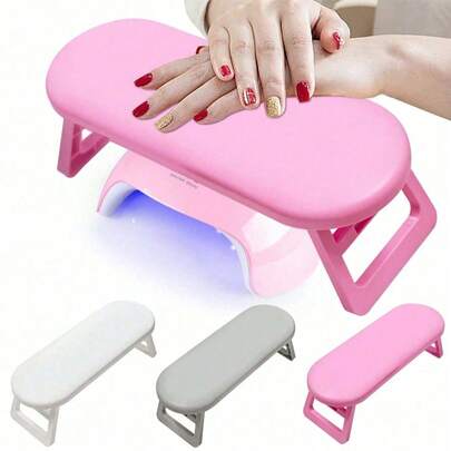 Gối kê tay gấp gọn dùng cho móng tay, giá đỡ tay di động hình bánh macaron dùng cho móng acrylic, phù hợp với bàn làm móng, giá đỡ tay tiện dụng, dùng tại nhà, salon, làm móng gel và acrylic, studio, du lịch, spa, quà tặng cho nghệ sĩ làm móng, người mới bắt đầu, kỹ thuật viên, phụ nữ (Trắng/Hồng/Xám)