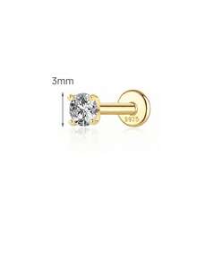 1件 0.03-0.3ct 925純銀莫桑石鼻釘 平背低過敏穿刺飾品 鼻環耳釘 男女通用日常佩戴 - 金色 - 查看 15
