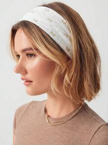 3条/套 柔软防滑蝴蝶结印花发带，弹性瑜伽运动发饰，多功能日常佩戴夏季沙滩发带度假吸汗带 - 彩色 - 查看 2