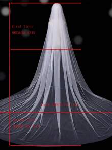 1pc Double-Layer Blusher Bridal Veil, Simple Chiffon Cathedral Length, Suitable For Waltz Wedding, Travel Photography Props, Bridal Accessories With Hair Comb - 彩色 - 查看 11