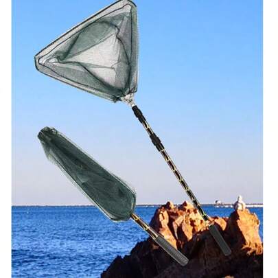Rede de desembarque triangular dobrável em liga de alumínio de 1,7 m / Rede de desembarque telescópica de posicionamento em 3 seções / Rede de pesca
