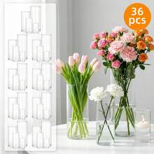 Tomnk 24/36/48/72pcs Clear Glass Cylinder Vases, 4, 6, 8, 10 Inch Tall Cylinder Vases For Centerpieces, Glass Flower Vase Floating Candle Holder Vase For Table Shelf, Party, Wedding, Home Decor, Spring Decor, Garden Decor, Mother's Day Decor, Ideal Mother's Day Gift - 透明 - 查看 3