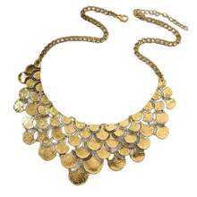 1件 时尚复古项链，几何叶子拼接合金饰品，女士短款颈链 - 古金色 - 查看 3