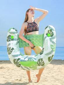 Phao bơi bơm hơi dành cho người lớn có giá để cốc, ghế hồ bơi có giá để cốc, ghế nổi bơm hơi, thảm nổi kiểu võng với họa tiết lá cây, đồ dùng giải trí mùa hè cho hồ bơi, bãi biển, thích hợp cho thư giãn bên hồ bơi, bãi biển hoặc bên hồ. - Có giá đỡ cốc đôi - Xem 6