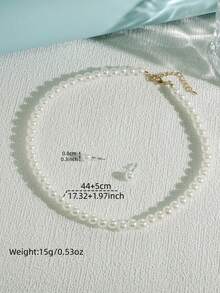 Set 3 buc cercei minimalisti cu perle artificiale și colier cu perle cu lungime reglabilă, bijuterii elegante și drăguțe pentru femei, potrivite pentru petrecere, întâlniri, purtare zilnică, cadou perfect pentru soție, iubită, fiică, mamă - alb - Vizualizare 7