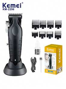 Kemei Bộ 1 máy cắt tóc và cạo râu điện, máy tỉa tóc không dây chuyên nghiệp, máy cạo râu/tóc tại nhà có thể sạc lại dành cho nam giới, máy cắt tóc sát da 0mm phù hợp cho gia đình hoặc salon. - màu đen - Xem 18