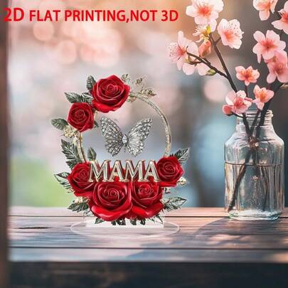 Decoración del Día de la Madre, regalo para la amada mamá, adorno de estatua de rosa - Diseño floral elegante con la inscripción "Para mi querida mamá", acentuado con rosa y rojo, decoración de escritorio de alta calidad para el hogar/oficina, diseño con forma de corazón adecuado para regalar a mamá, familia y amigos en el Día de la Madre, Acción de Gracias, Día de San Patricio - Exquisita figura 3D