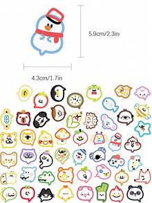 50pcs Colorful Cartoon Stickers, Decorative Elements For Notebook, Tablet, Scrapbook, Diary, DIY Skateboard, Guitar, Helmet, Water Bottle, Storage Box - Multicolor - View 3