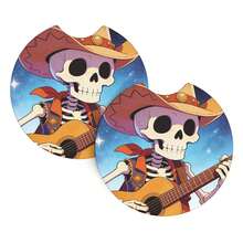 2 piezas Portavasos de coche antideslizantes con estampado de calavera, accesorios de coche minimalistas - A - Ver 13