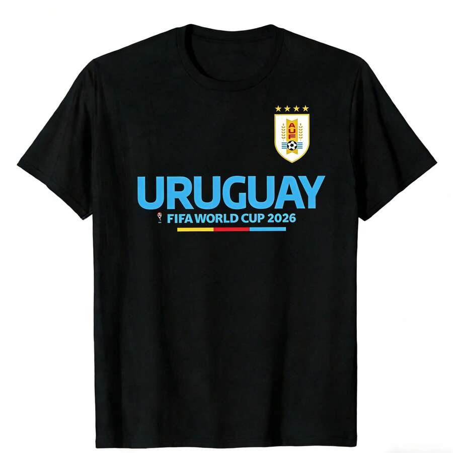 Uruguay FIFAs World Cup 2026 T-Shirt, World Cup 2026 T-Shirt Short Sleeve - 黑色 - 查看 1
