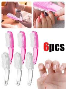 Bộ 6 cọ làm sạch móng, cọ cán cong, cọ vệ sinh đa năng, cọ chà móng, thích hợp để làm sạch móng chân và móng tay, dụng cụ chăm sóc tay và chân (6/3/1 chiếc) - Nhiều màu - Xem 1