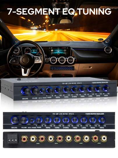 Amplificador de potencia y crossover ecualizador para automóvil MT-X708, ecualizador de coche de 7 bandas, ajuste de ecualización de audio para vehículo recreativo