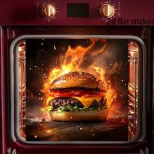 1 pieza Pegatina decorativa con temática de hamburguesa, adecuada para la cocina, el horno, el lavavajillas, para agregar color a los electrodomésticos monótonos - Unitalla - Ver 5