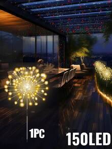 1个/4个户外太阳能烟花草坪灯 - 60/150/240/320/360颗LED灯珠，8种照明模式，IP65防水等级，智能感应，DIY景观照明，适用于户外花园、庭院、草坪、小径、露营地、别墅、婚礼、复活节、节日装饰（暖白光/白光/彩色光） - 煙火 - 查看 24