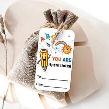 50pcs Teacher Appreciation Name Gift Tags With Hemp Rope, Thank You Teacher Hanging Labels For Gift Wrapping & Party Favor Decor, Perfect For Graduation, Teacher's Day, Birthday & More - Multicolor - View 4