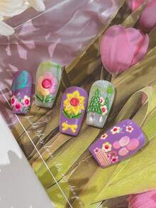 Sunflower Flowers Nail Art Sticker, 1pc Self-Adhesive DIY Nail Stickers And Decals - Nail Supplies And Nail Charms Nail Tools For Girls And Women- Spring Summer Nails For Nail Art Home Salon - Multicolor - View 5